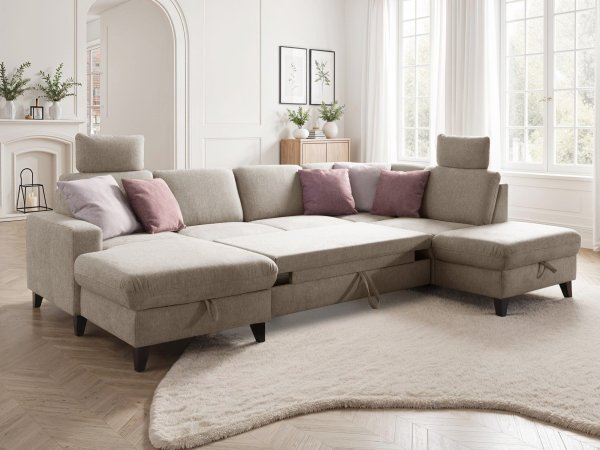 Rohová rozkládací sedací souprava do tvaru U LOLLAND 3