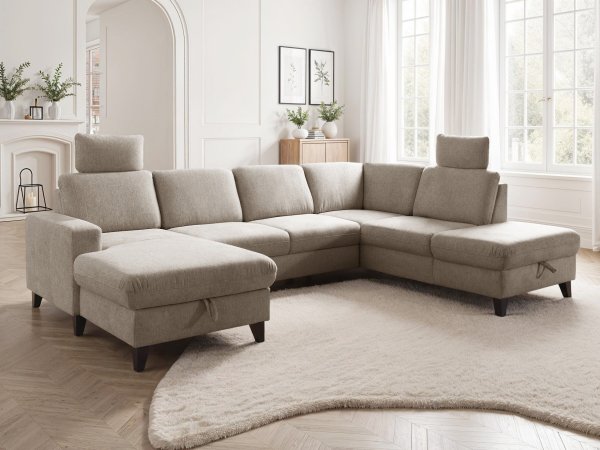 Rohová rozkládací sedací souprava do tvaru U LOLLAND 3