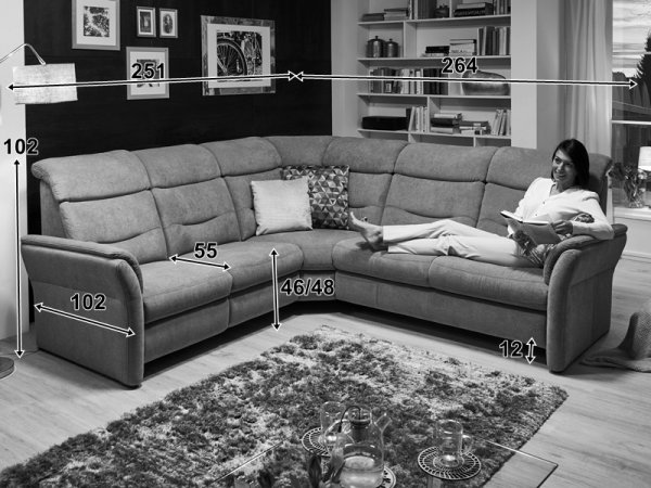 Rohová sedací souprava LOUIS s funkcí TV