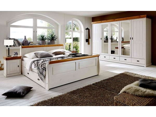 Komoda z masivu zásuvková bílá/medová ROM