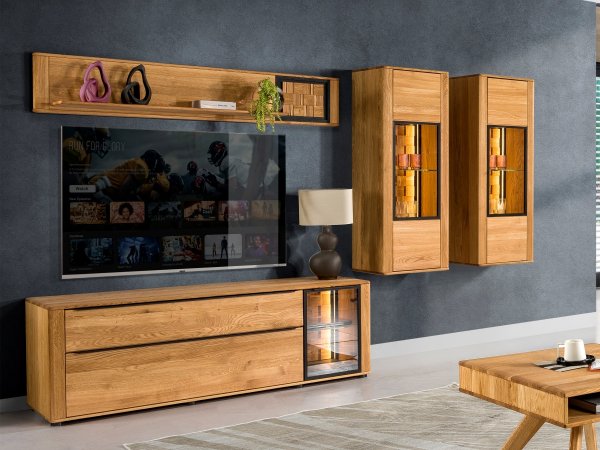 Dubový nábytek do obývacího pokoje včetně osvětlení LUNA 4