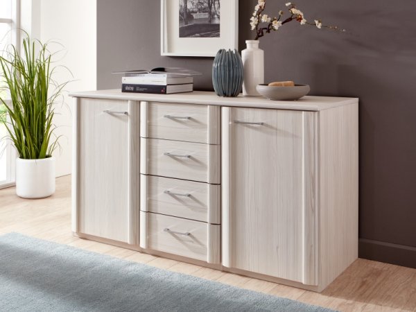 Moderní ložnice s nástavbou nad postelí LUXOR polární modřín