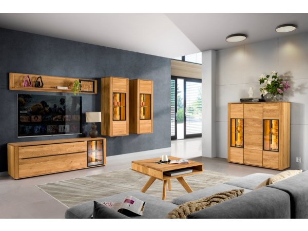 Dubová televizní komoda včetně osvětlení LUNA typ 25