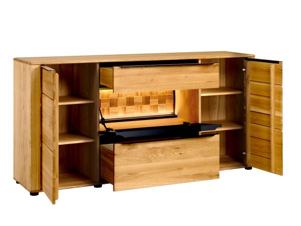 Dubový nábytek do obývacího pokoje včetně osvětlení LUNA 2