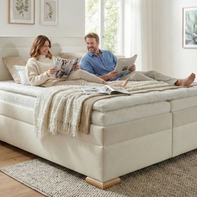 Boxspring postel LUMINA s úložným prostorem, matrací a topperem