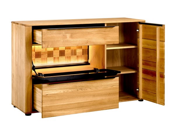 Dubová komoda včetně osvětlení LUNA typ 44