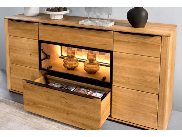 Dubový nábytek do obývacího pokoje včetně osvětlení LUNA 2