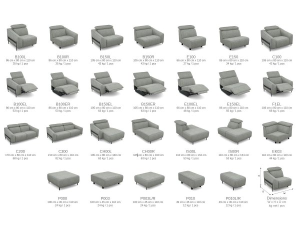 Sedací souprava LUNIA s elektrickou funkcí relax