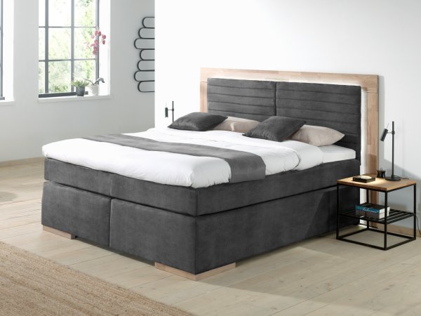 Postel boxspring včetně LED osvětlení MARCEL dub masiv