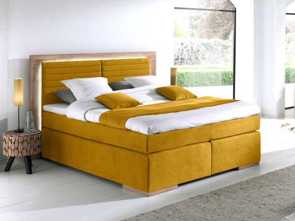 Postel boxspring včetně LED osvětlení MARCEL dub masiv