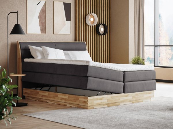 Postel boxspring s úložným prostorem KARISSA 7 dub masiv