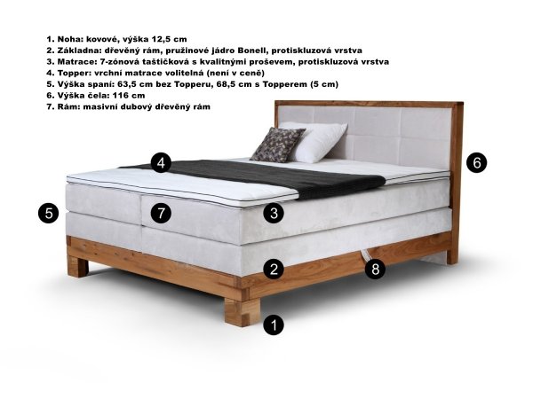 Postel boxspring s úložným prostorem MAESTRO 4 dub masiv