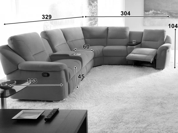 Rohová sedací souprava MALVIN s funkcí relax