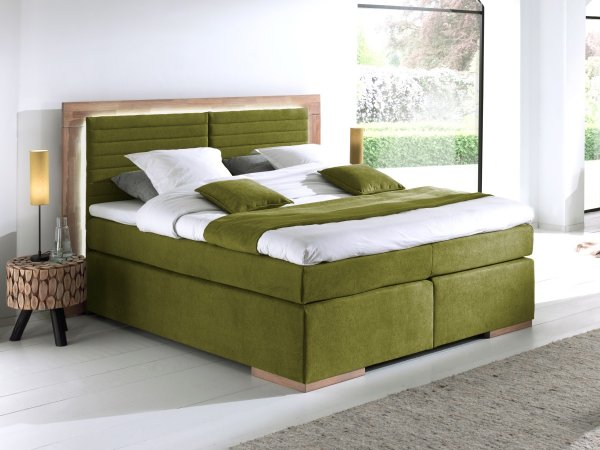 Postel boxspring včetně LED osvětlení MARCEL dub masiv