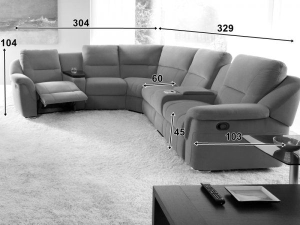 Rohová sedací souprava MALVIN s funkcí relax