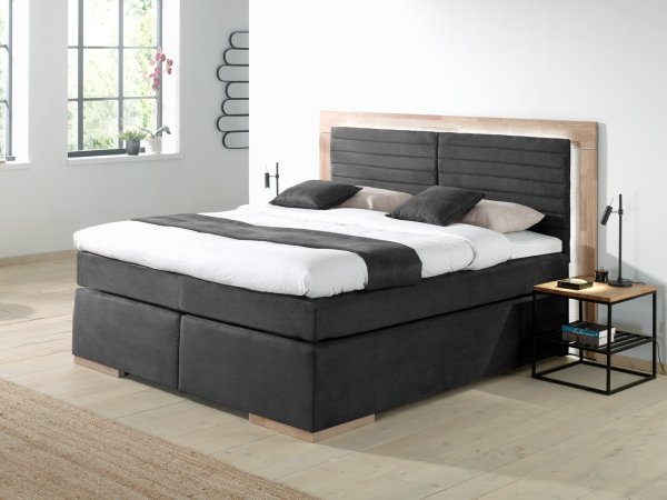 Postel boxspring včetně LED osvětlení MARCEL dub masiv