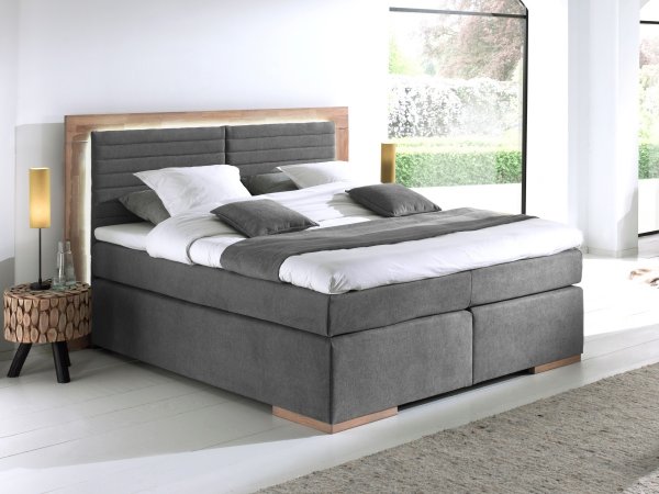 Postel boxspring včetně LED osvětlení MARCEL dub masiv