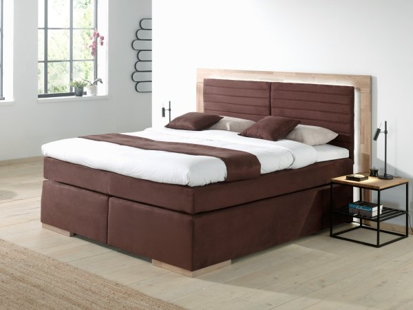 Postel boxspring včetně LED osvětlení MARCEL dub masiv