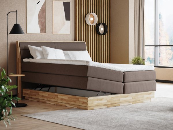Postel boxspring s úložným prostorem KARISSA 3 dub masiv