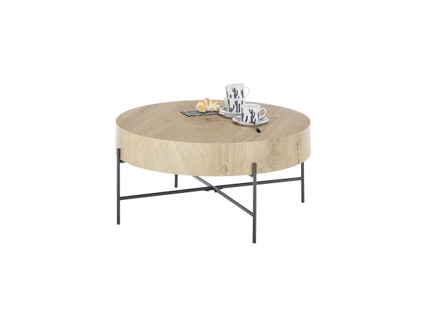 Kulatý konferenční stolek z masivu MANACOR, dekor dub