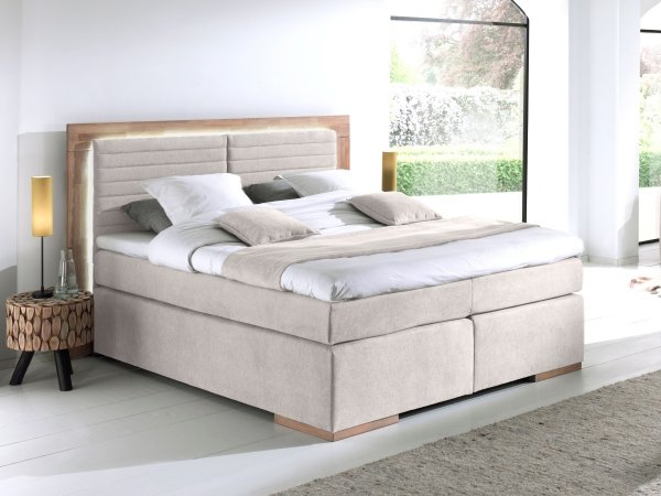 Postel boxspring včetně LED osvětlení MARCEL dub masiv