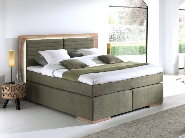 Postel boxspring včetně LED osvětlení MARCEL dub masiv