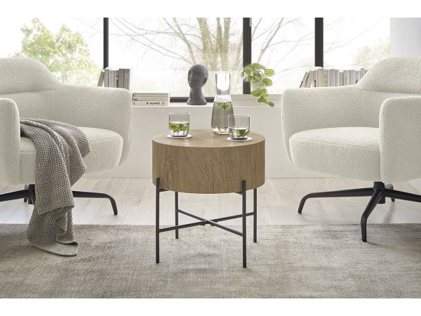 Kulatý konferenční stolek z masivu MANACOR II, dekor dub