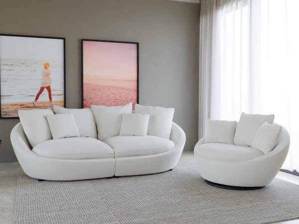 Moderní sedací souprava MALI mega pohovka + otočné křeslo