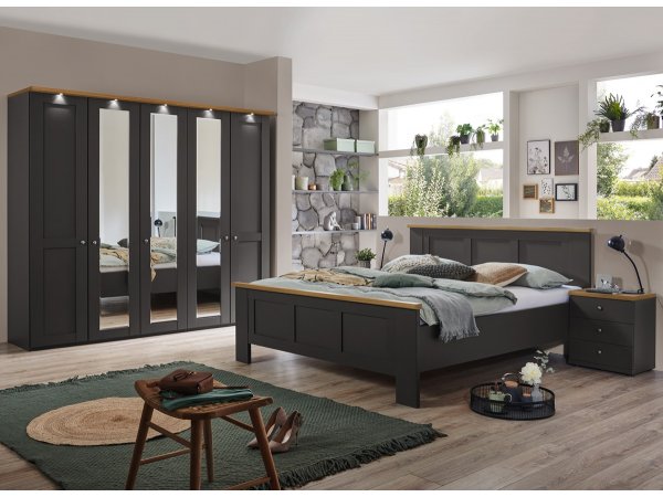 Šatní skříň MARLOW grafit/dub bianco