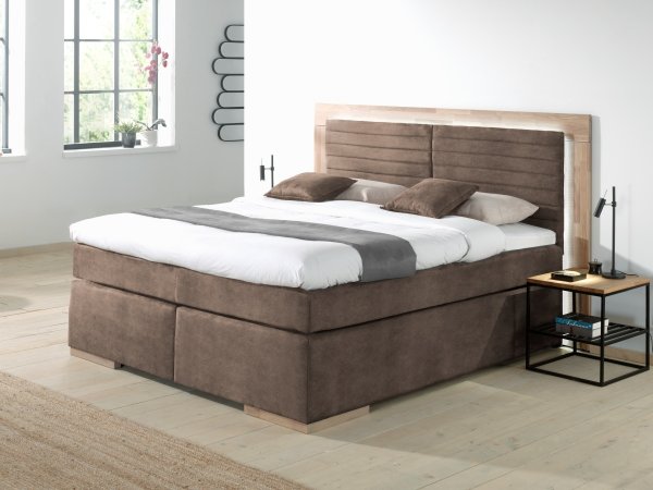 Postel boxspring včetně LED osvětlení MARCEL dub masiv