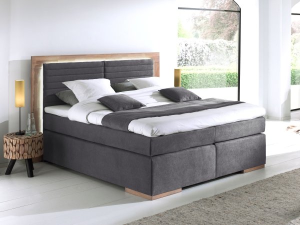 Postel boxspring včetně LED osvětlení MARCEL dub masiv