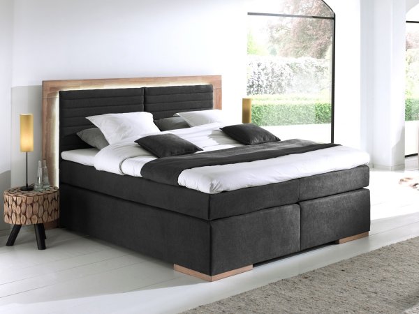 Postel boxspring včetně LED osvětlení MARCEL dub masiv