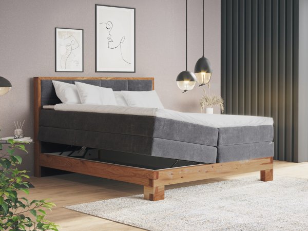 Postel boxspring s úložným prostorem MAESTRO dub masiv