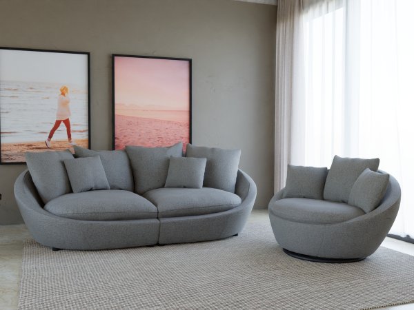 Moderní sedací souprava MALI mega pohovka + otočné křeslo