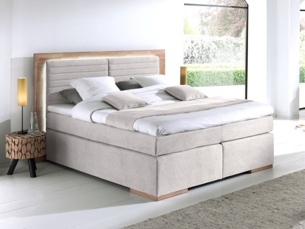 Postel boxspring včetně LED osvětlení MARCEL dub masiv