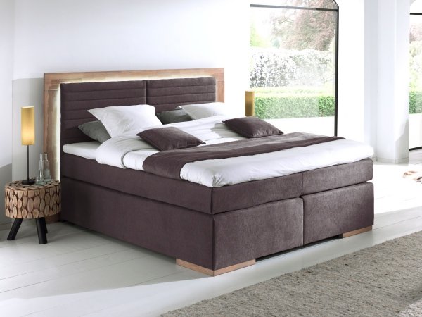 Postel boxspring včetně LED osvětlení MARCEL dub masiv