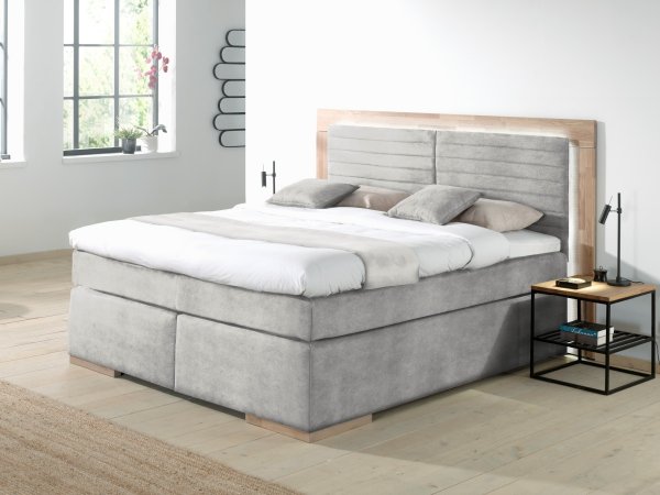 Postel boxspring včetně LED osvětlení MARCEL dub masiv