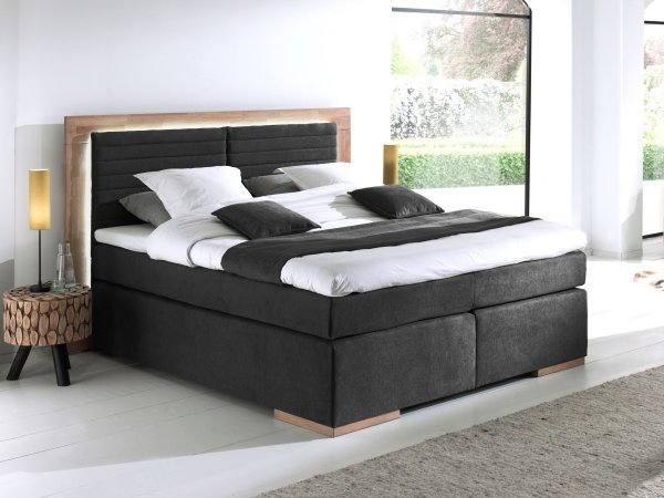 Postel boxspring včetně LED osvětlení MARCEL dub masiv