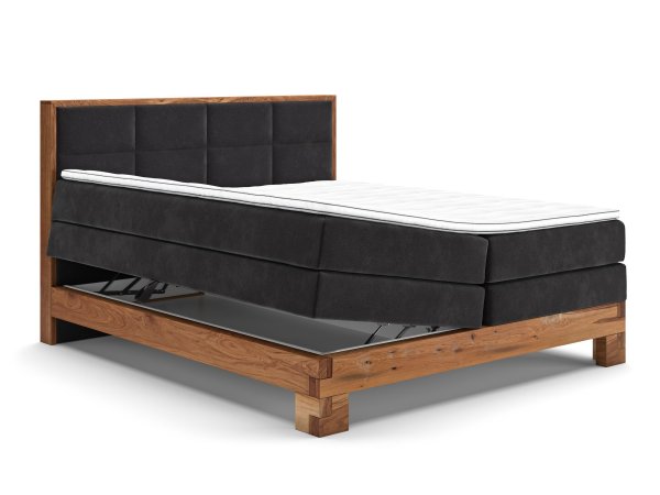 Postel boxspring s úložným prostorem a LED osvětlením MAESTRO dub masiv