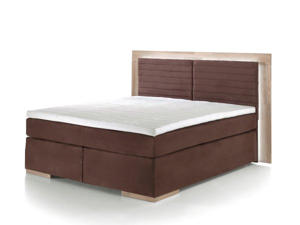 Postel boxspring včetně LED osvětlení MARCEL dub masiv