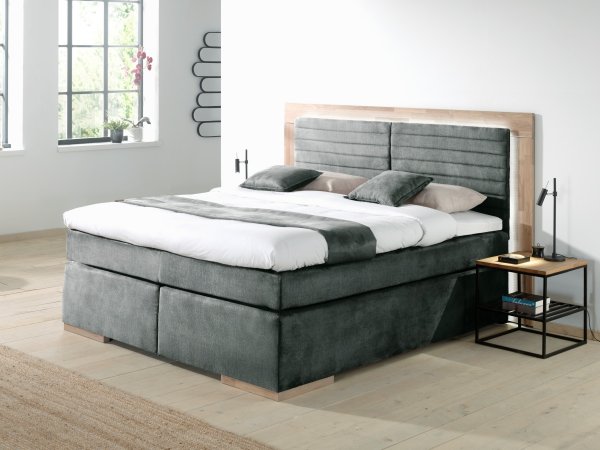 Postel boxspring včetně LED osvětlení MARCEL dub masiv