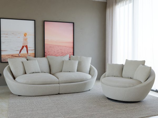 Moderní sedací souprava MALI mega pohovka + otočné křeslo