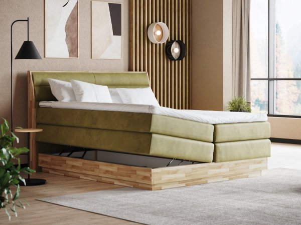 Postel boxspring s úložným prostorem KARISSA dub masiv