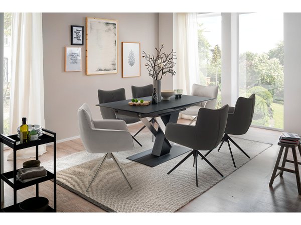 Jídelní otočná židle LIMONE 2E s područkami, pravá kůže olivová