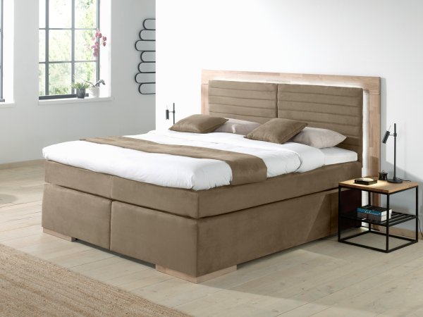 Postel boxspring včetně LED osvětlení MARCEL dub masiv