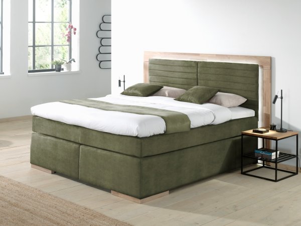 Postel boxspring včetně LED osvětlení MARCEL dub masiv