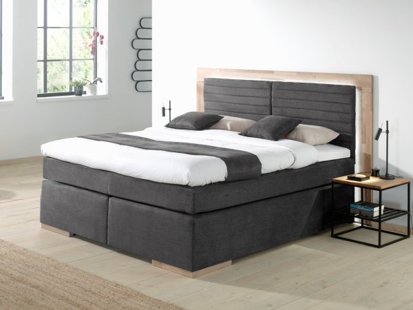 Postel boxspring včetně LED osvětlení MARCEL dub masiv