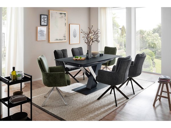 Jídelní otočná židle MALIA S s područkami pastelově zelená