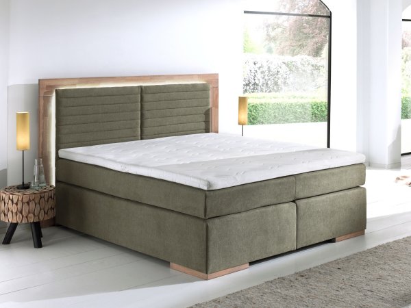 Postel boxspring včetně LED osvětlení MARCEL dub masiv
