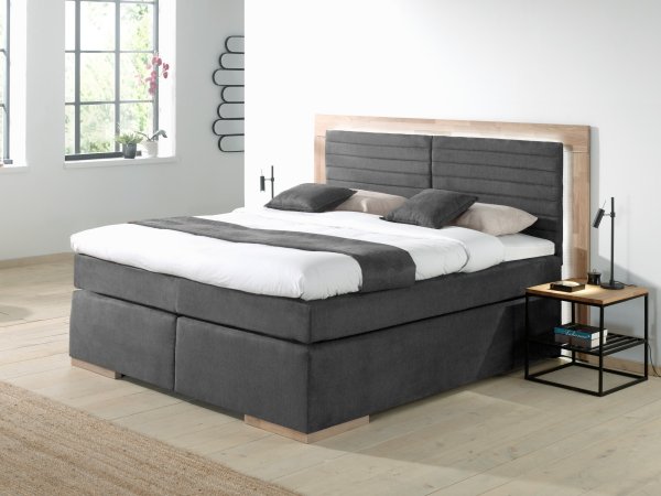 Postel boxspring včetně LED osvětlení MARCEL dub masiv